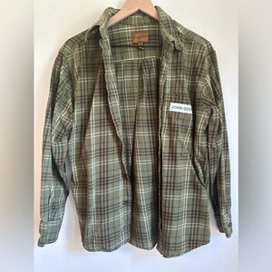 Vintage St. John’s Bay Flannel with John Deer patch